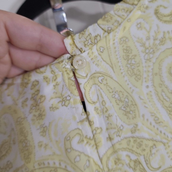 Lucky Brand Women Dress Ariel Tiered Maxi Ruffle Yellow Paisley Floral Prairie S - Picture 15 of 15